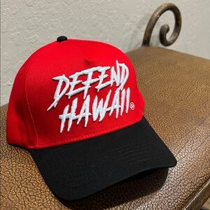 Brand New Defend Hawaii Marcher Red, White & Black A-Frame SnapBack Baseball Cap